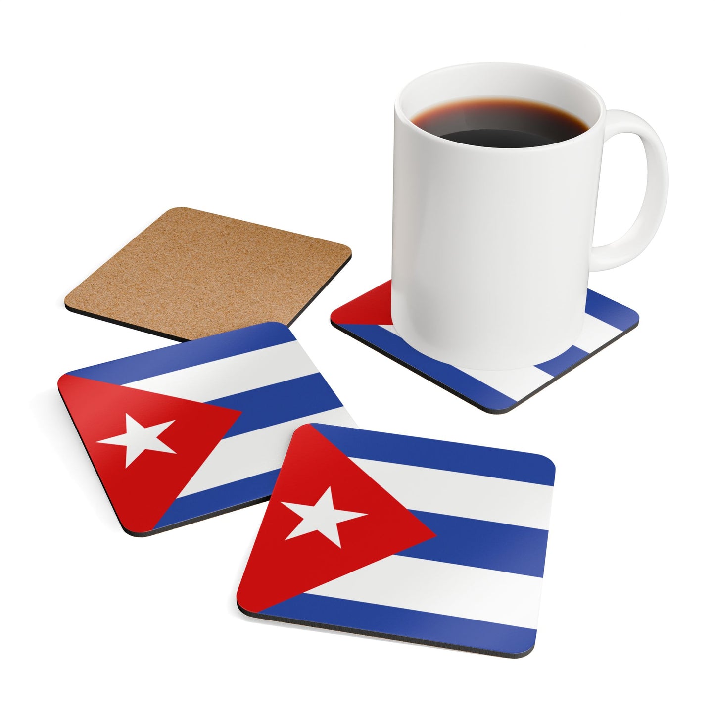 Cuban Flag Corkwood Coaster Set